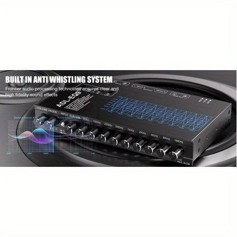 9-Band Car Audio Equalizer with Front, Rear & Auxiliary Outputs - 8V RMS Line Driver, Adjustable EQ for Cars & Yachts, No Battery Needed, Enhances Sound Experience, Durable Iron Construction, Car Audio Accessories, Vehicle Au