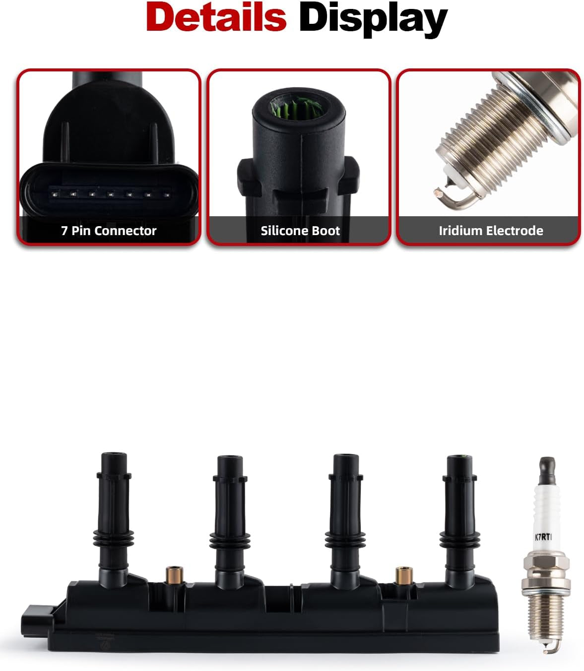 UF669 Ignition Coil Pack and 4 Iridium Spark Plug Compatible with Chevy Cruzer 2011-2016 Sonic Trax 15-21 Volt 11-15, Buick 2013-2021 Encore, 14-16 for Cadillac EL 1.4L L4 UF669 XP3922 55577898