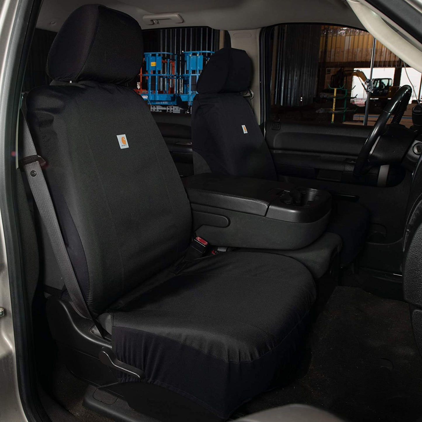 Universal Nylon Duck Canvas Fitted Bucket Seat Cover, Durable Seat Protection with Rain Defender, Single, Black