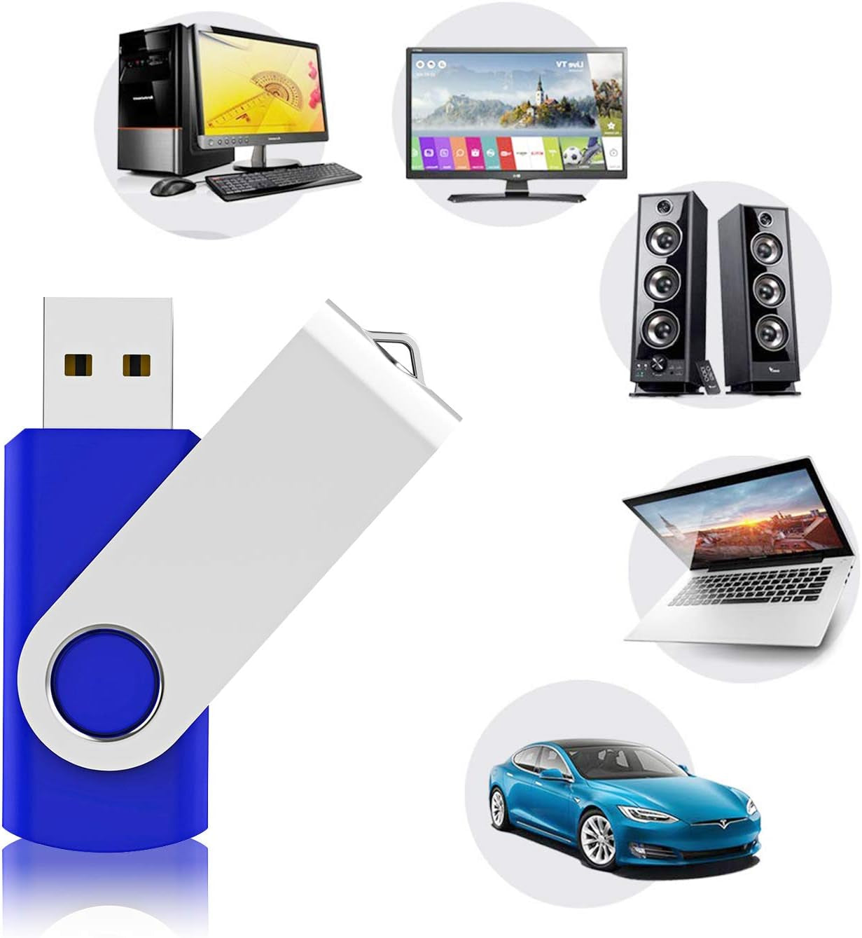 64GB USB 2.0 Flash Drive - 10 Pack, Blue