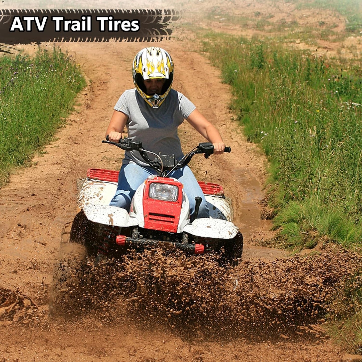26X9-14 Atv Utv Off-Road Tires All Terrain, 6PR Front & Rear Mud Sand Snow Tubeless Tires - Pair of 2