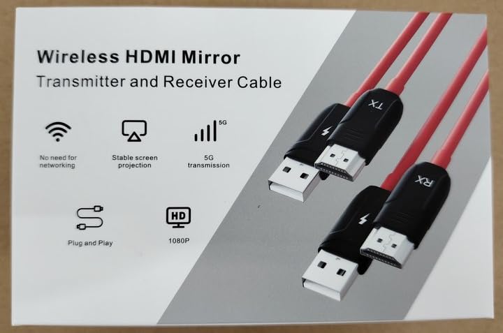 Wireless HDMI Transmitter and Receiver 4K Decode 1080P Output, HDMI Wireless Extender, Plug & Play, Support 2.4/5GHz for Streaming Video and Audio to Monitor from Laptop/Pc/Tv Box (Black)