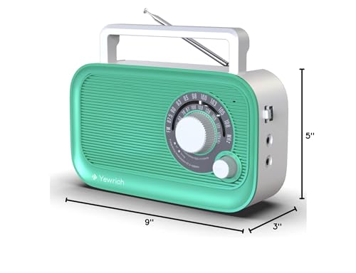 AM FM Radio with Best Reception, Bluetooth Speaker Portable Radio, DSP Plug in Wall,Battery Operated or AC Power with Headphone Jack, Large Tuning Knob for Home Kitchen Outdoor, Black