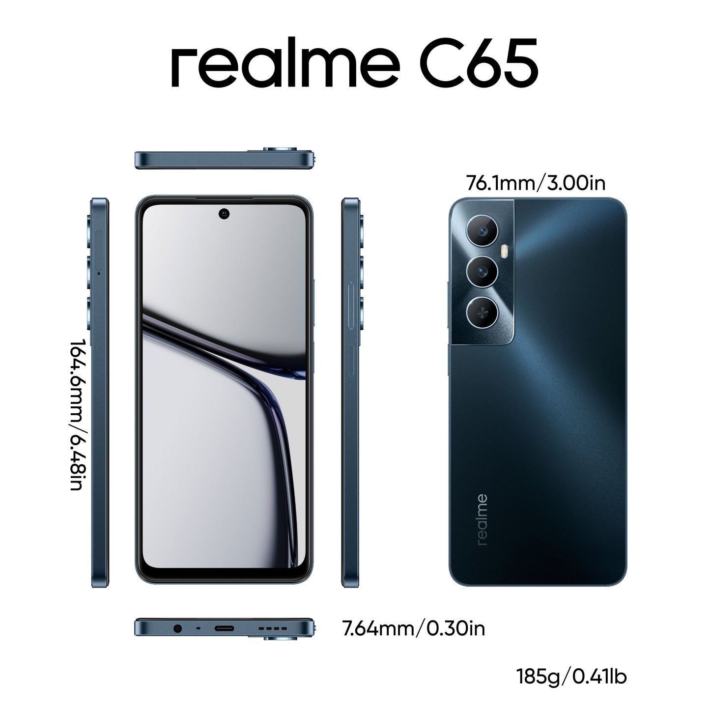 6GB+128GB Realme C65 Unlocked Smartphone - Capture Life with 50MP AI Camera, 5000mAh Long-Lasting Battery, NFC Supported, 4G LTE, Android 14, Global Version, Black