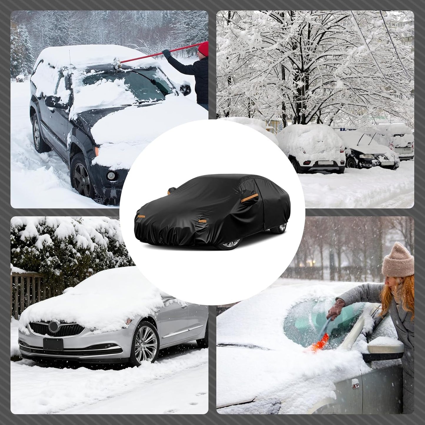 Waterproof Car Cover for Toyota Corolla, 6 Layers Covers with Cotton Liner and Zipper Door, All Weather Full Exterior Cover, Snow Rain Hail Dust Leaves Bird Droppings Protection