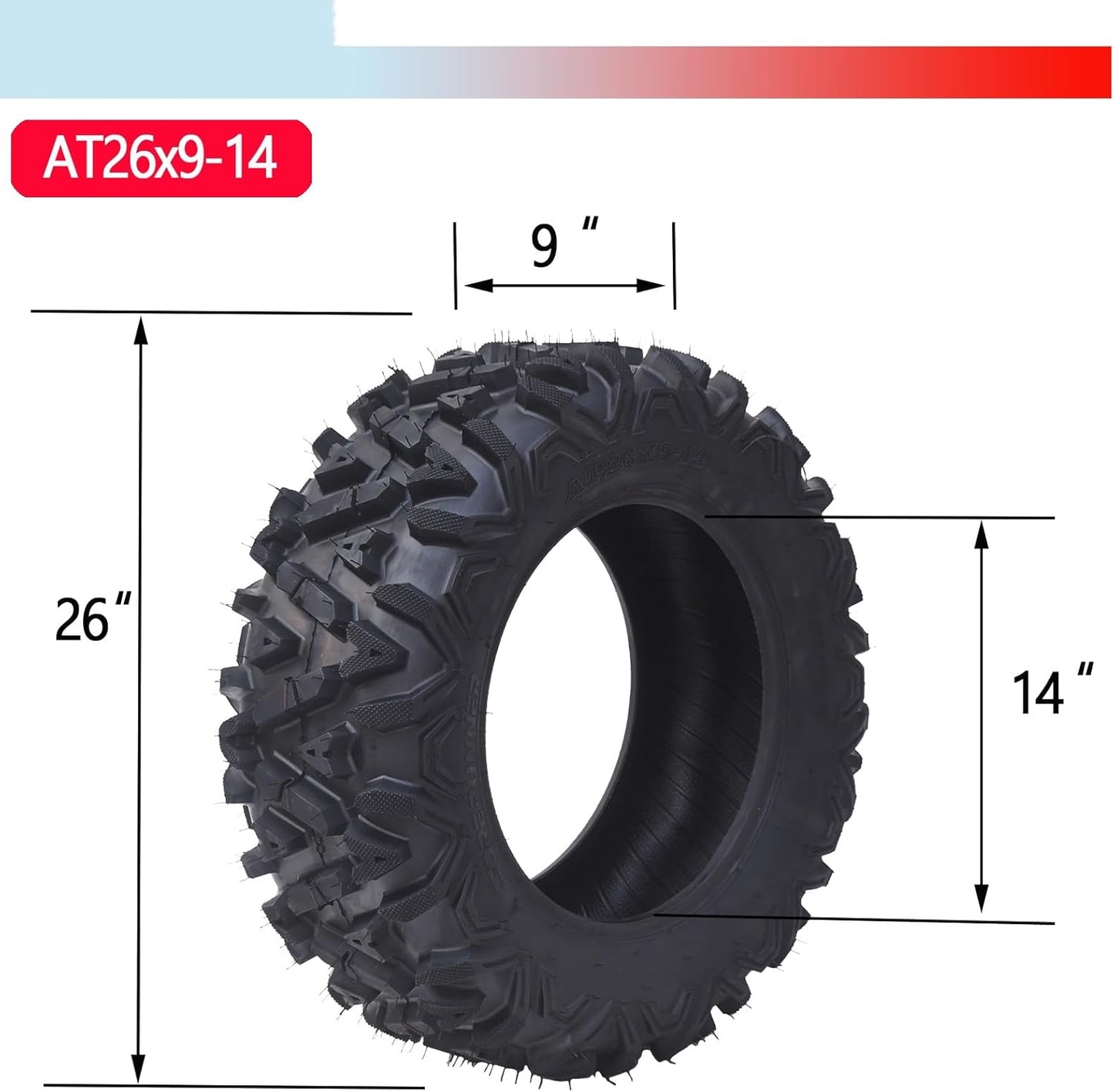 26X9-14 ATV Tires Set of 2 UTV Tires 6PR All-Terrain ATV/UTV Tires, Off-Road Tires, Tubeless