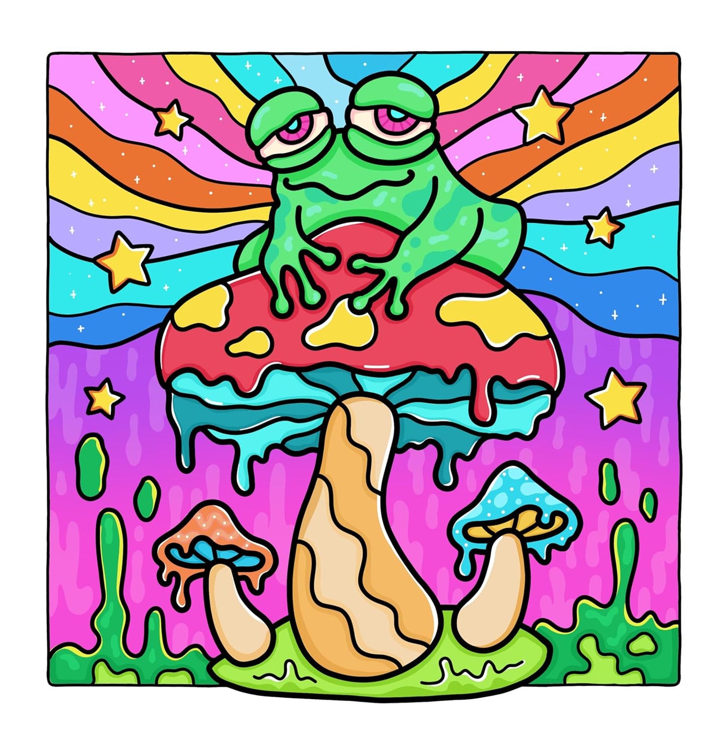 Trippy & Groovy: Psychedelic Coloring Book for Adults Featuring Mushrooms, Alien