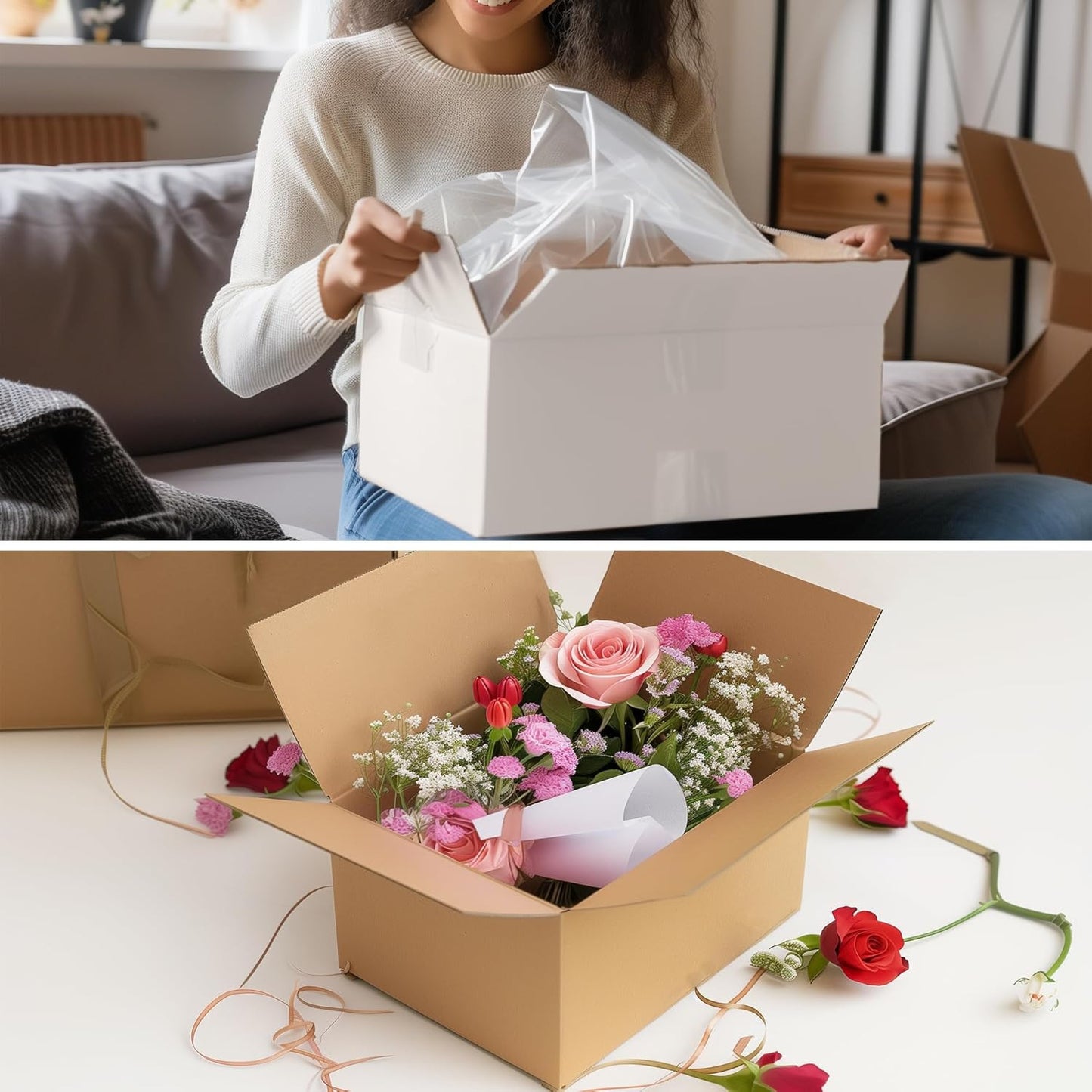 10 Pack 10X7X5 White Cardboard Shipping Boxes, Medium Mailing Boxes for Small Bu