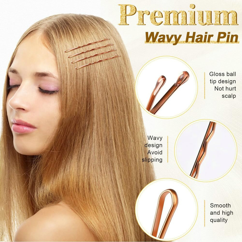 330 PCS Rose Gold Bobby Pins for Women Girls, 2.17 Inch Long Super Grip Blonde