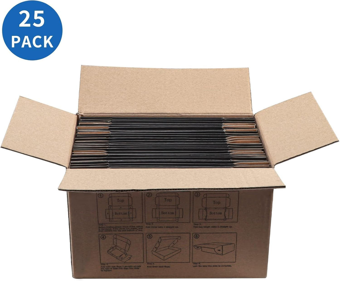 25 Pack 7X5X2 Shipping Boxes for Small Business, Black Packaging Cardboard Boxes