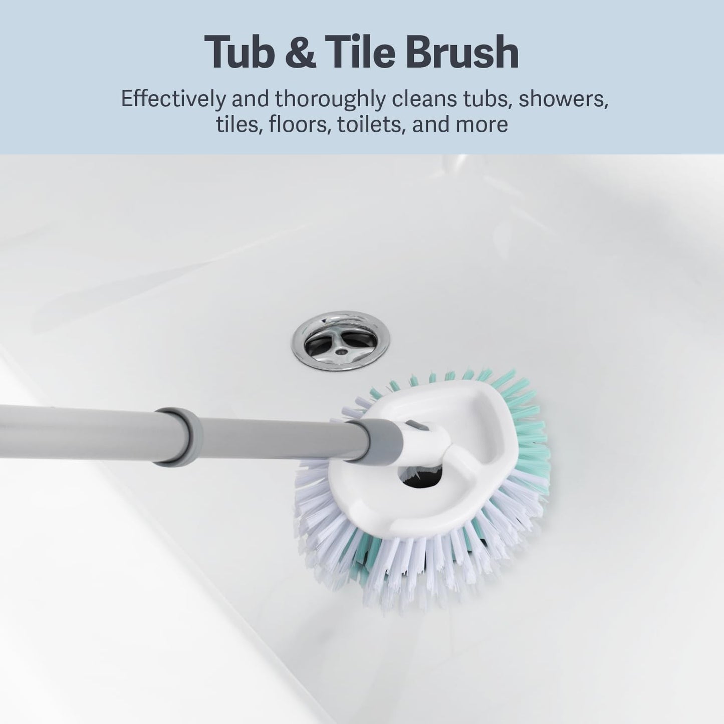 Tub & Tile Brush - Bathroom Cleaning Brush, Extendable Handle, All-Around Dual B