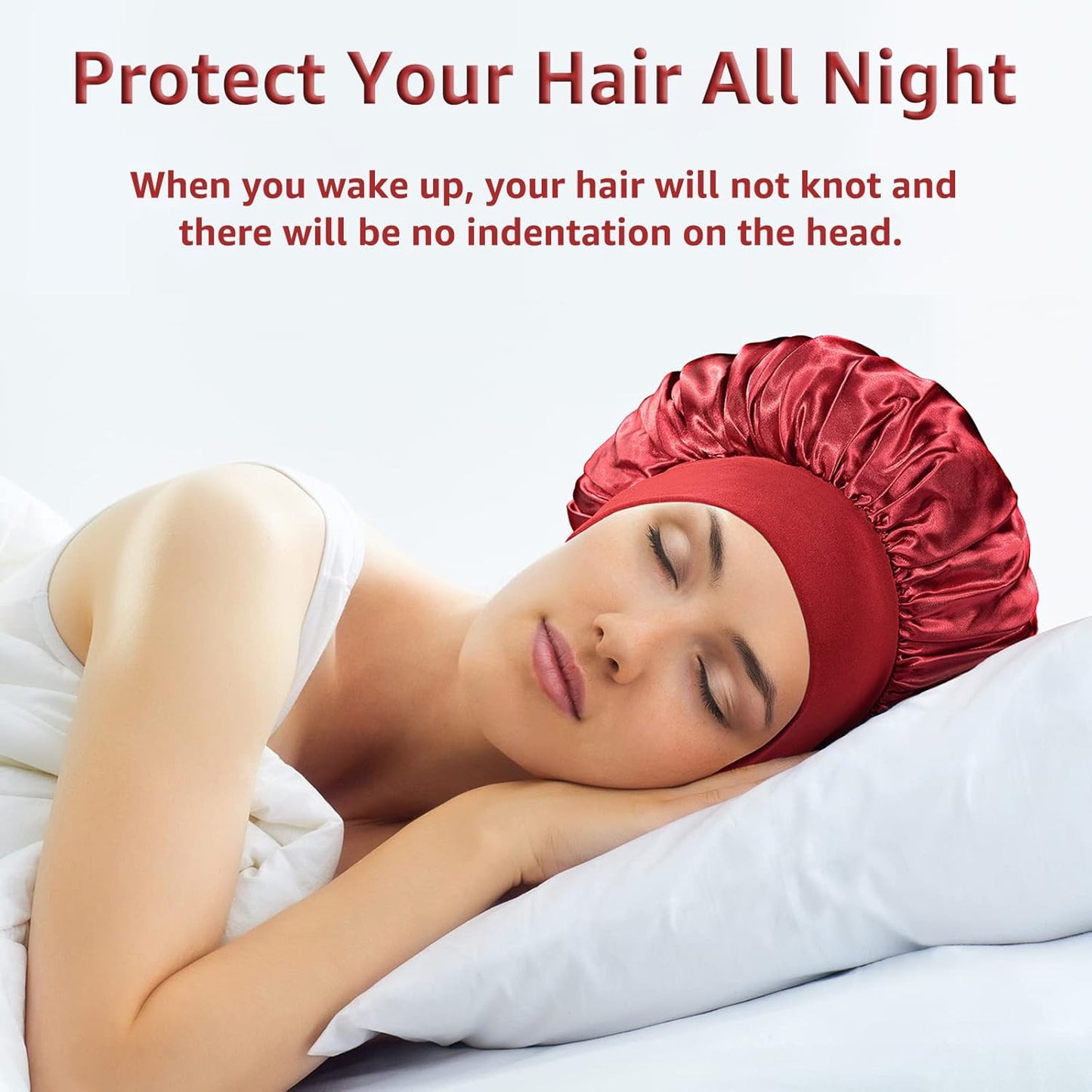 3 Pack Satin Bonnet Silk Hair Bonnet for Sleeping, Sleep Bonnets for Women Large