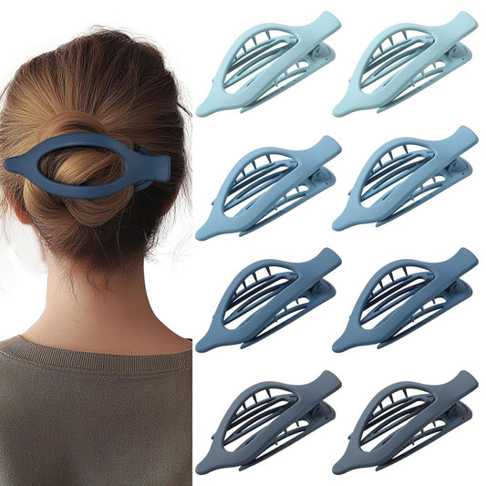 8 Pack Blue Flat Hair Clips – Matte Large French Blue Claw Clips for Women & Gir