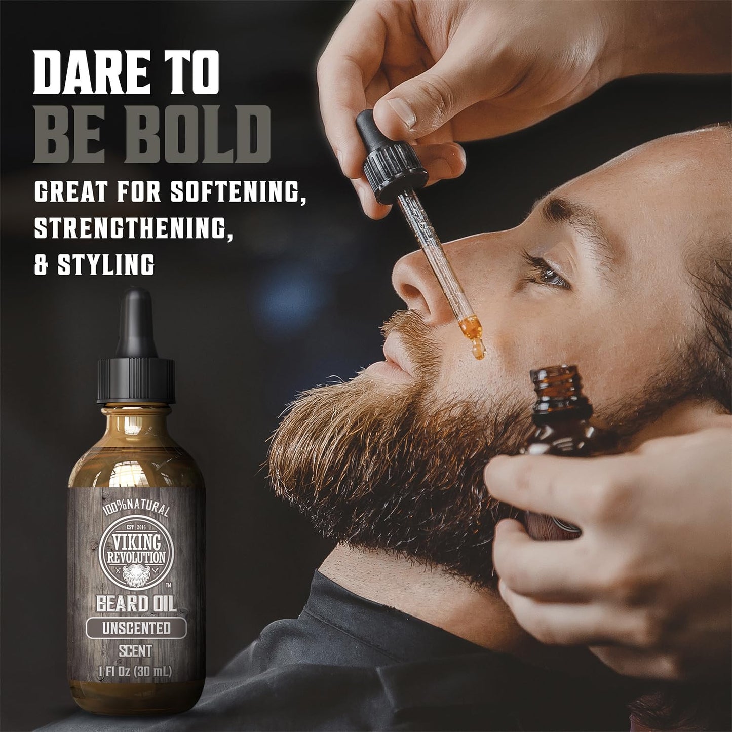 Unscented Beard Oil for Men - Natural Mens Beard Oil with Argan Oil and Jojoba O