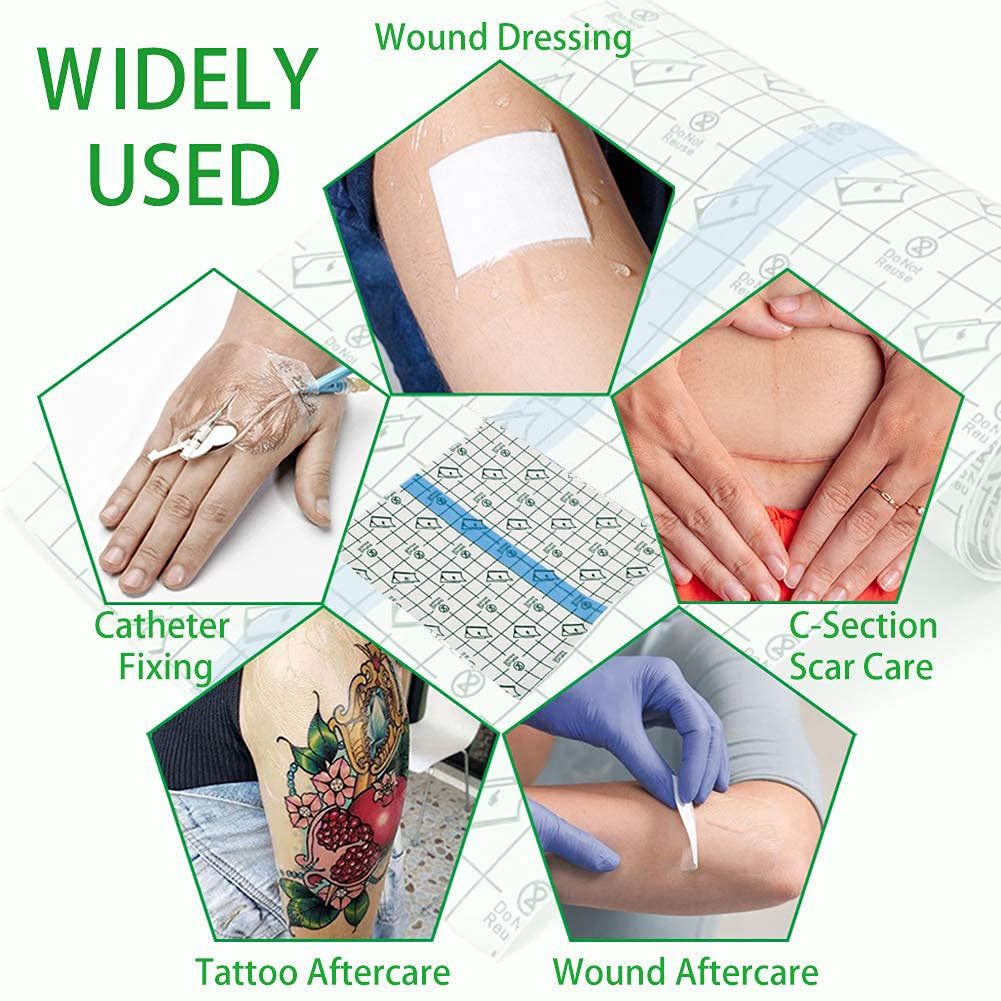 150 Pieces 3.1 X 3.1 in Stretch Waterproof Adhesive Bandages Transparent Film fo