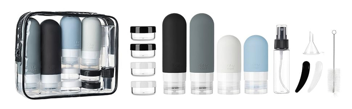 16 Pack Travel Bottles Set - TSA Approved Leak Proof Silicone Squeezable Contain