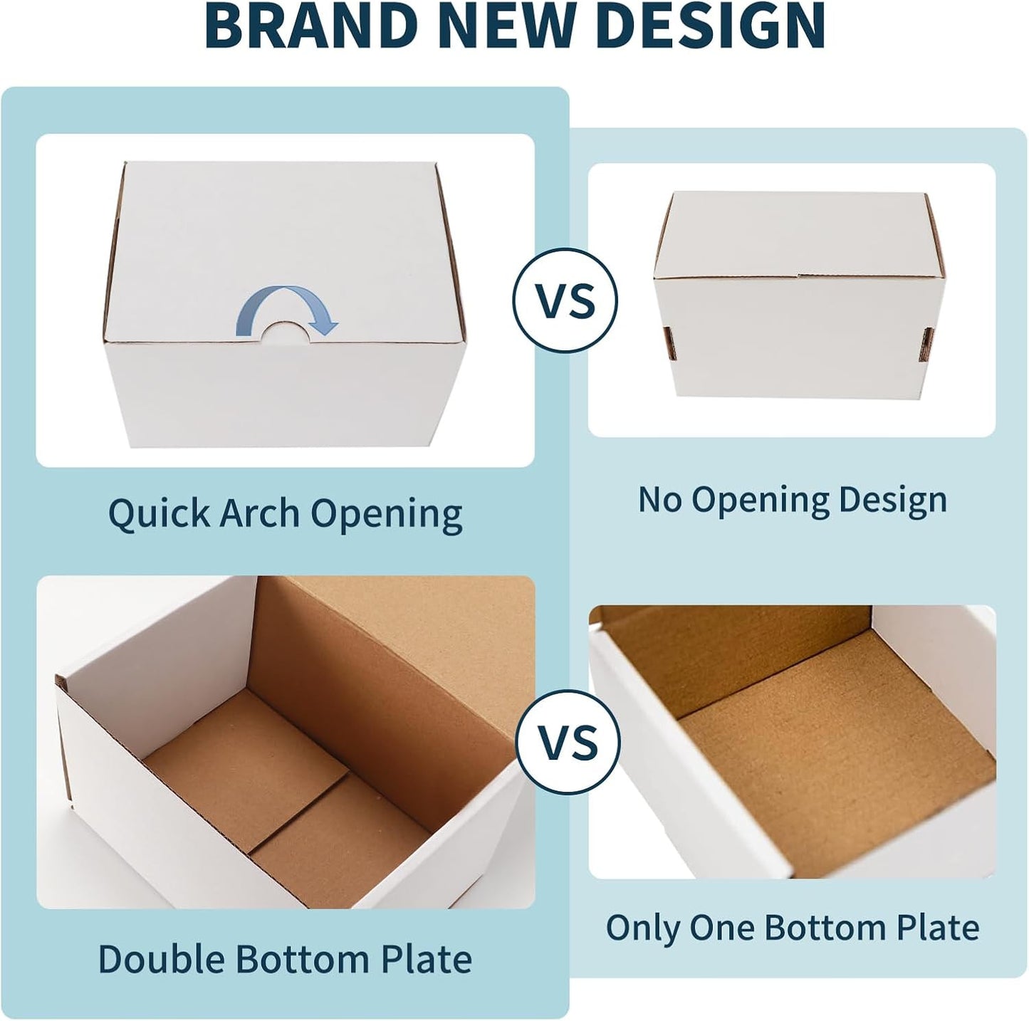 50 Pack 7X5X4 Shipping Boxes for Small Business Packing, White Corrugated Cardbo