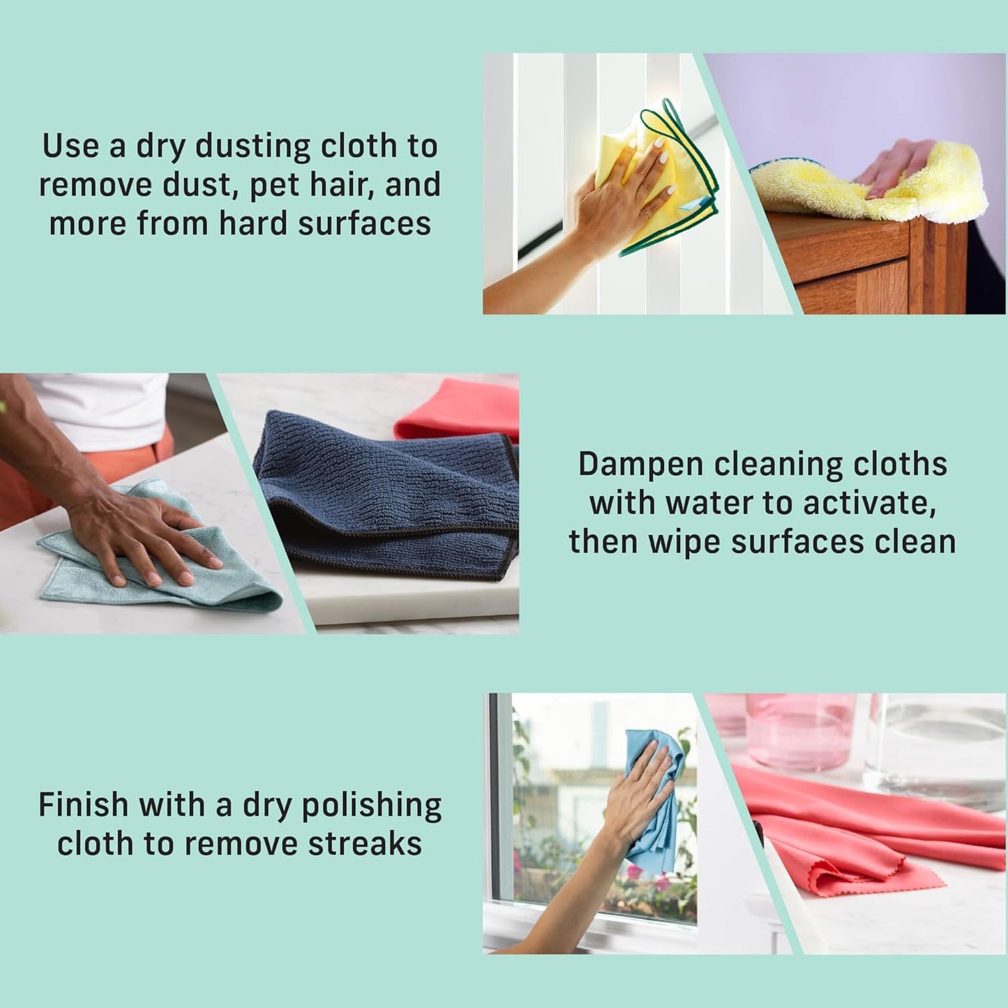6-Pc Home Cleaning Essentials, Contains Multiple Microfiber Cleaning Cloths for