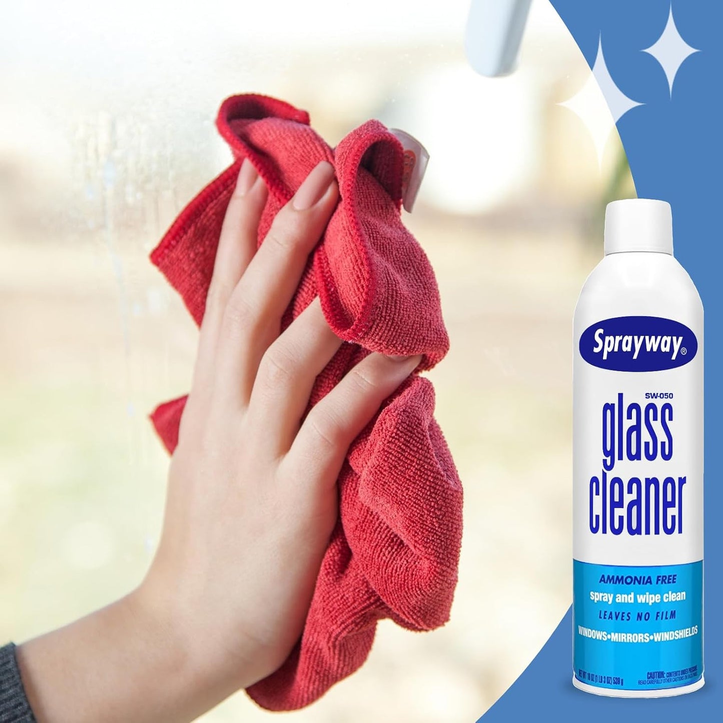 3 Pack Sprayway Glass Cleaner W/Microfiber Cleaning Cloth - Streak-Free Shine, S