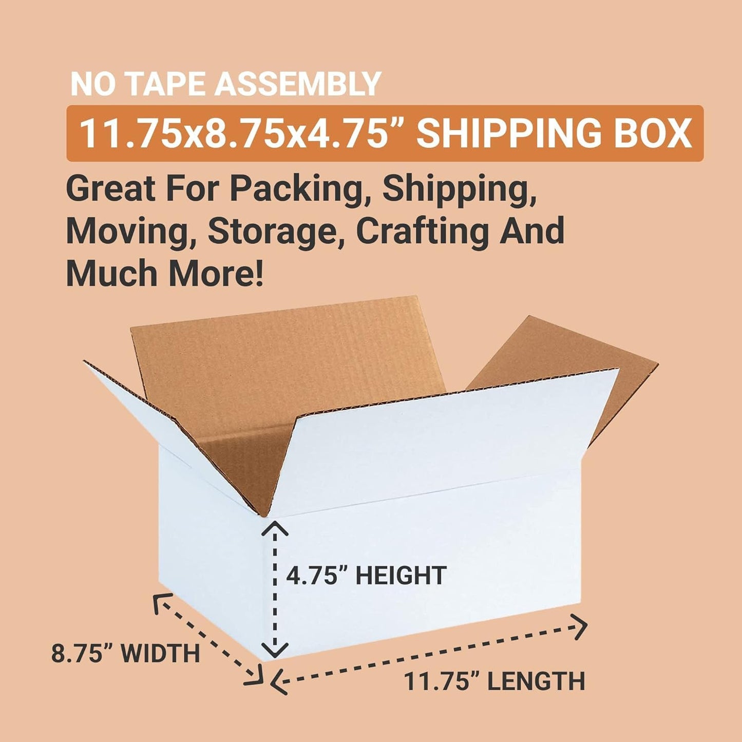 White Shipping Boxes 18"L X 12"W X 6"H (25 Pack) Small Medium Mailing Box for Sm