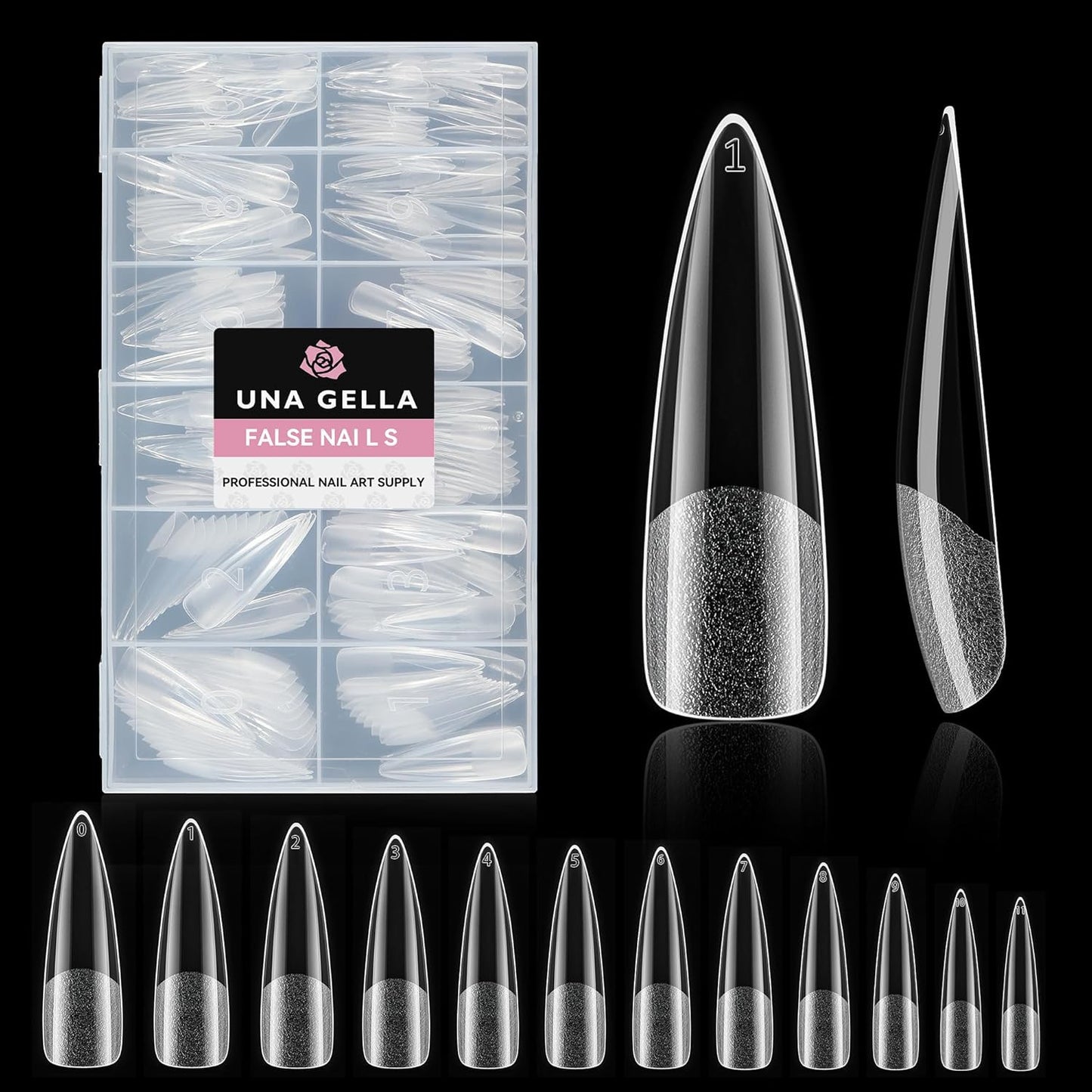 XXL Stiletto Nail Tips, 312Pcs Pre-Shape Extra Long Stiletto Nails Tips Half Mat