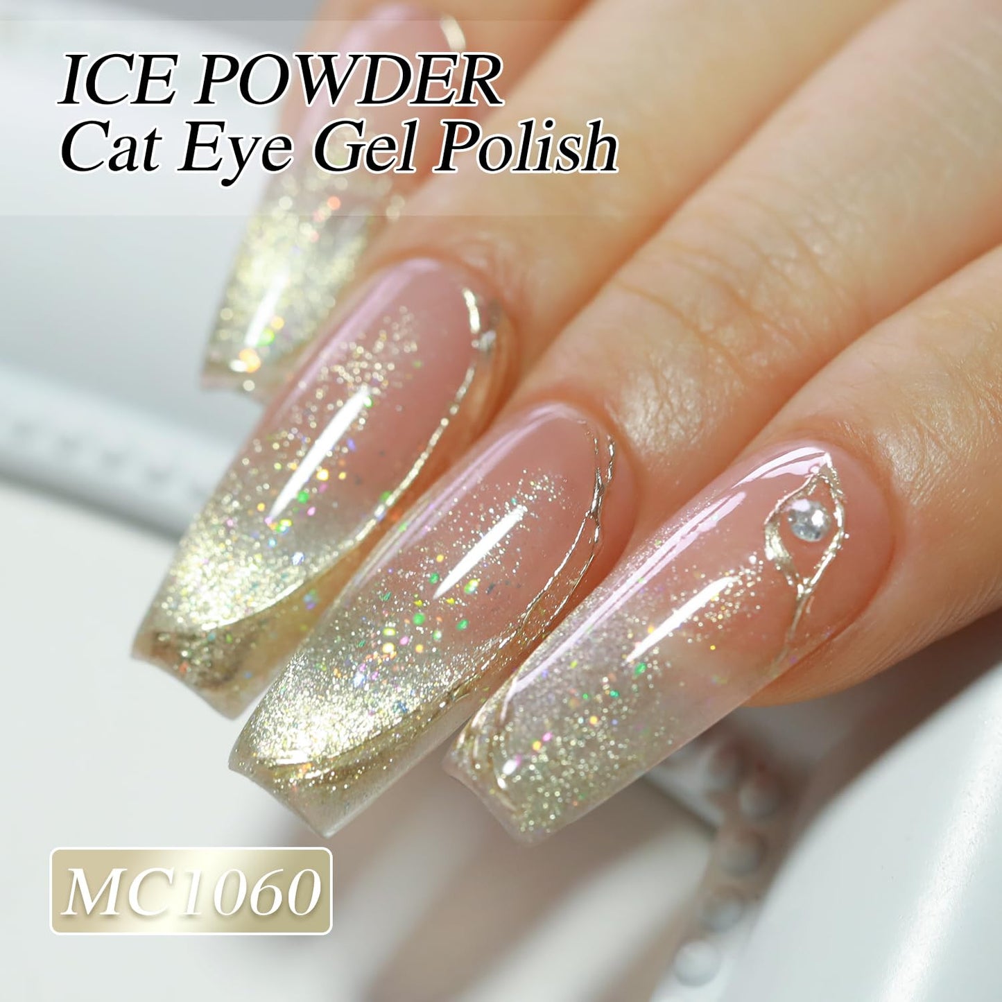 0.5 OZ Cat Eye Gel Polish with Magnet 15ML Holographic Glitter Shimmer Transluce