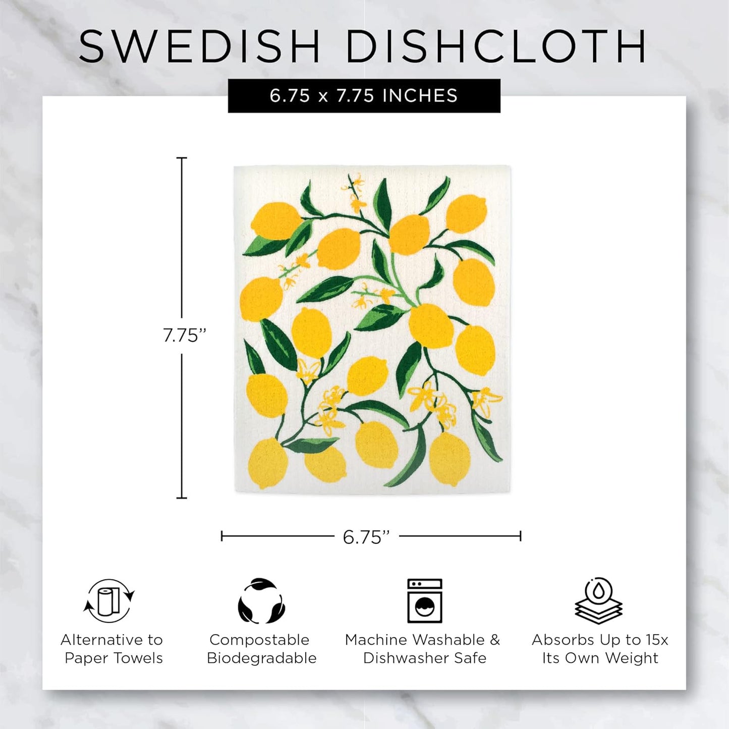 Swedish Dishcloths for Kitchen & Cleaning, Reusable, Machine Washable & Dishwash