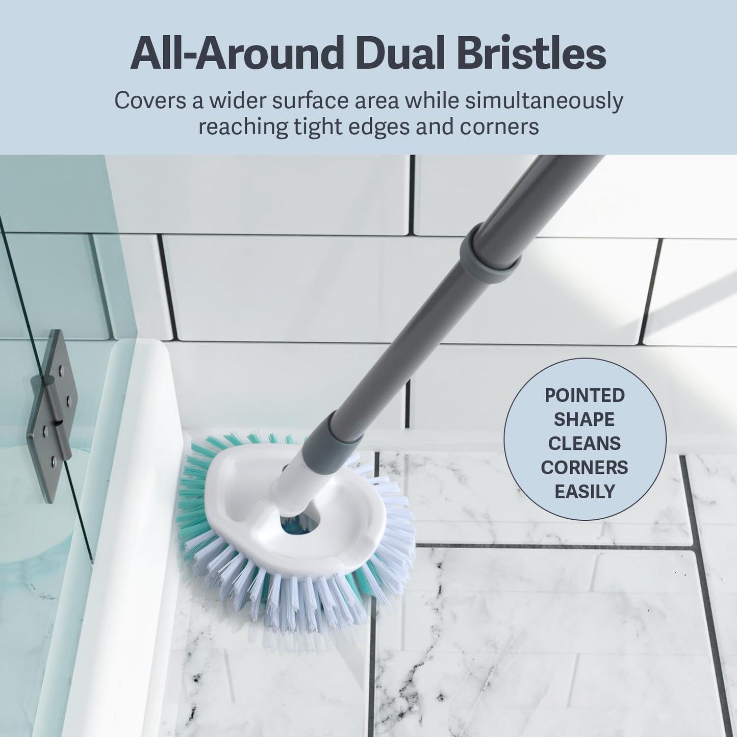 Tub & Tile Brush - Bathroom Cleaning Brush, Extendable Handle, All-Around Dual B