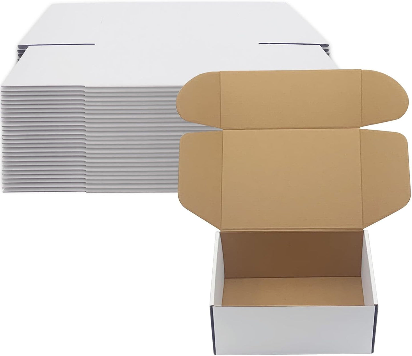 9X7X4 Inch Shipping Boxes Set of 25, White Corrugated Cardboard Box Mailer Boxes
