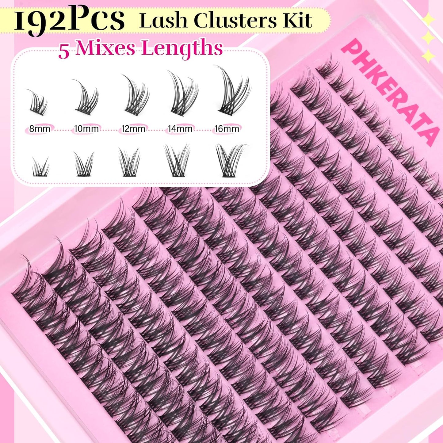 Wispy Lash Clusters Kit Natural Lash Extension Kit 192 Pcs Cluster Eyelash Exten