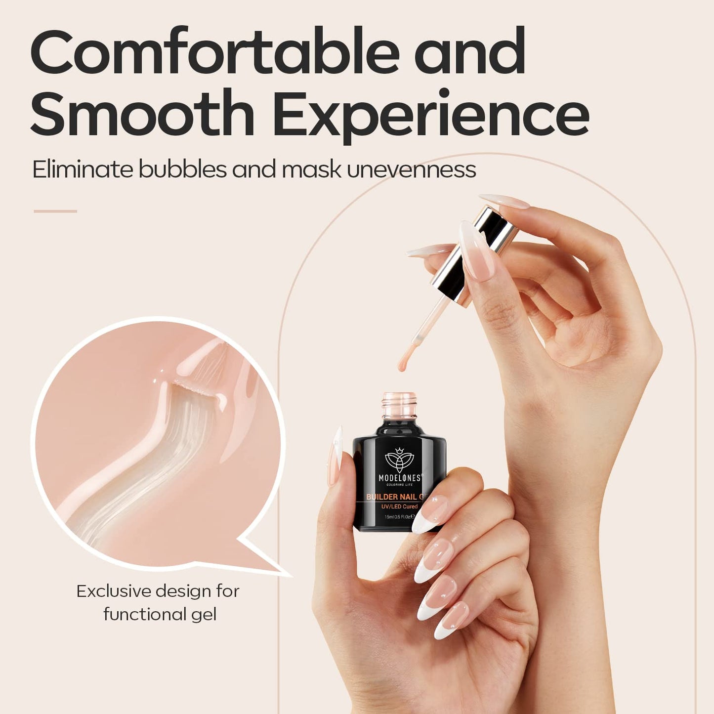 8-In-One Builder Nail Gel, Neutral Nude Builder for Thickening, LED Lamp Cured H