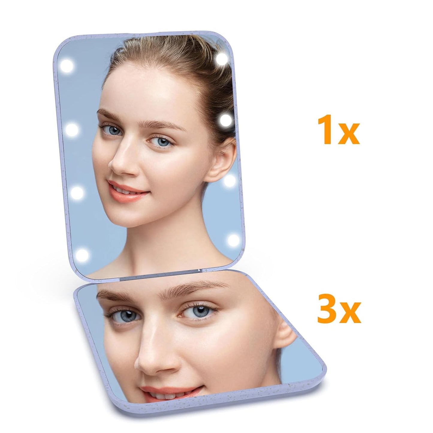 Wheat Straw Pocket Mirror, 1X/3X Magnification Travel Mirror for Purse, Folding