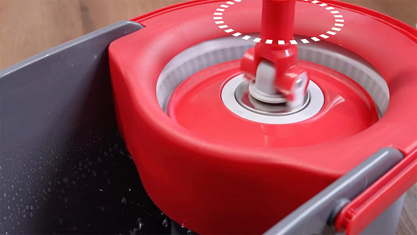 79349 Spin Mop Cleaning System with 3 Microfiber Mop Heads, Red/Gray,Red/Black