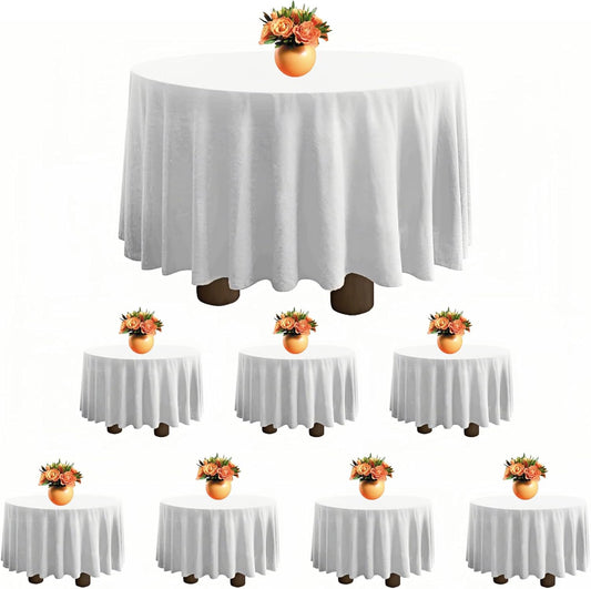 8 Pack White round Table Cloth 120 Inch Tablecloths Linens for round Tablecloth