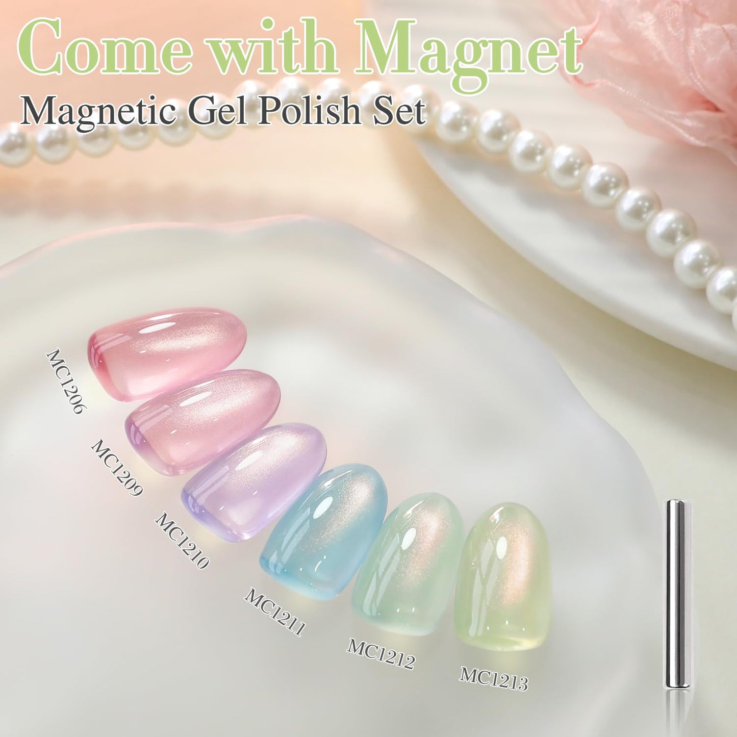 0.5 OZ Cat Eye Gel Polish with Magnet 15ML Holographic Glitter Shimmer Transluce