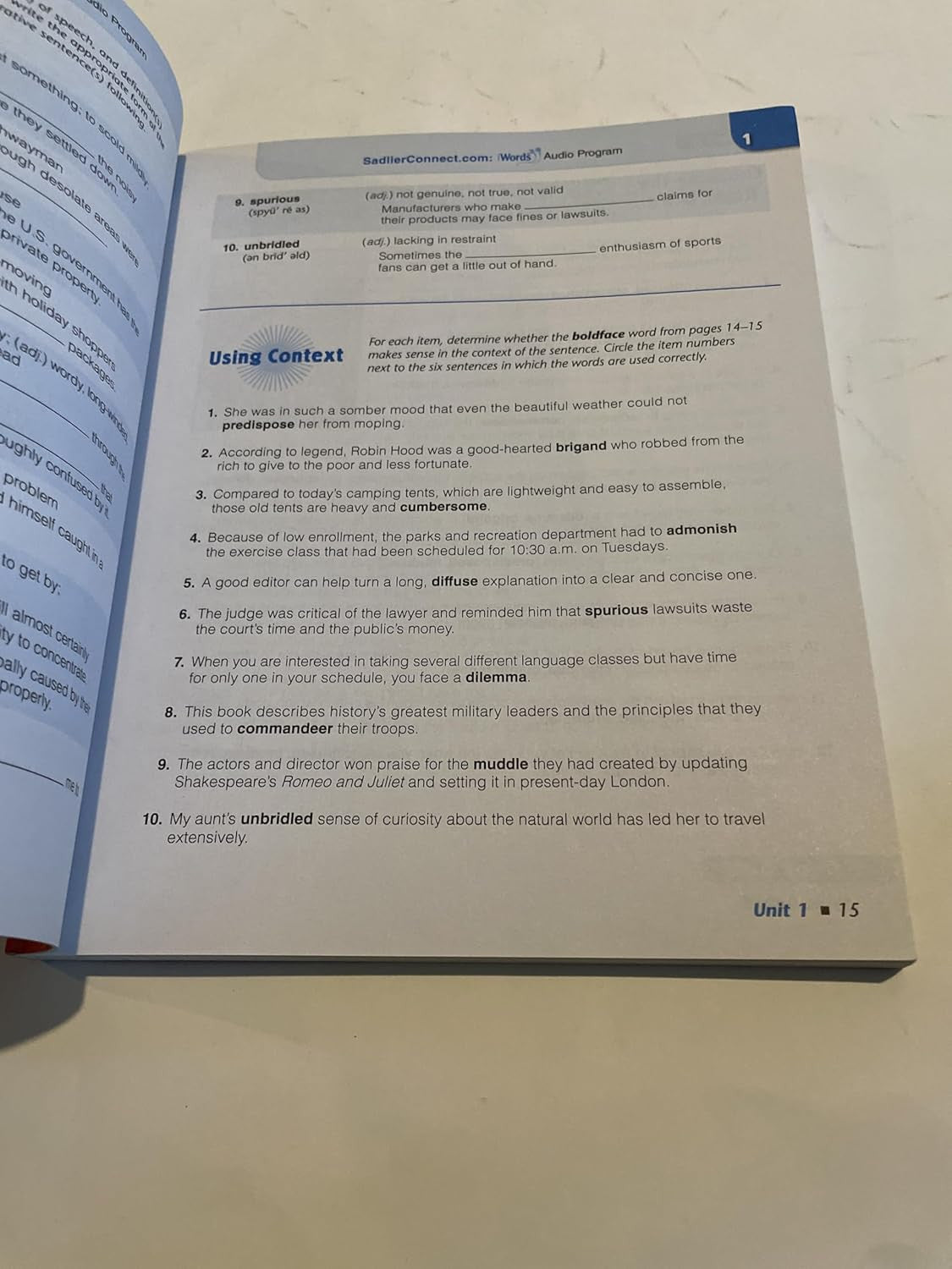 Vocabulary Workshop Achieve Level D Grade 9