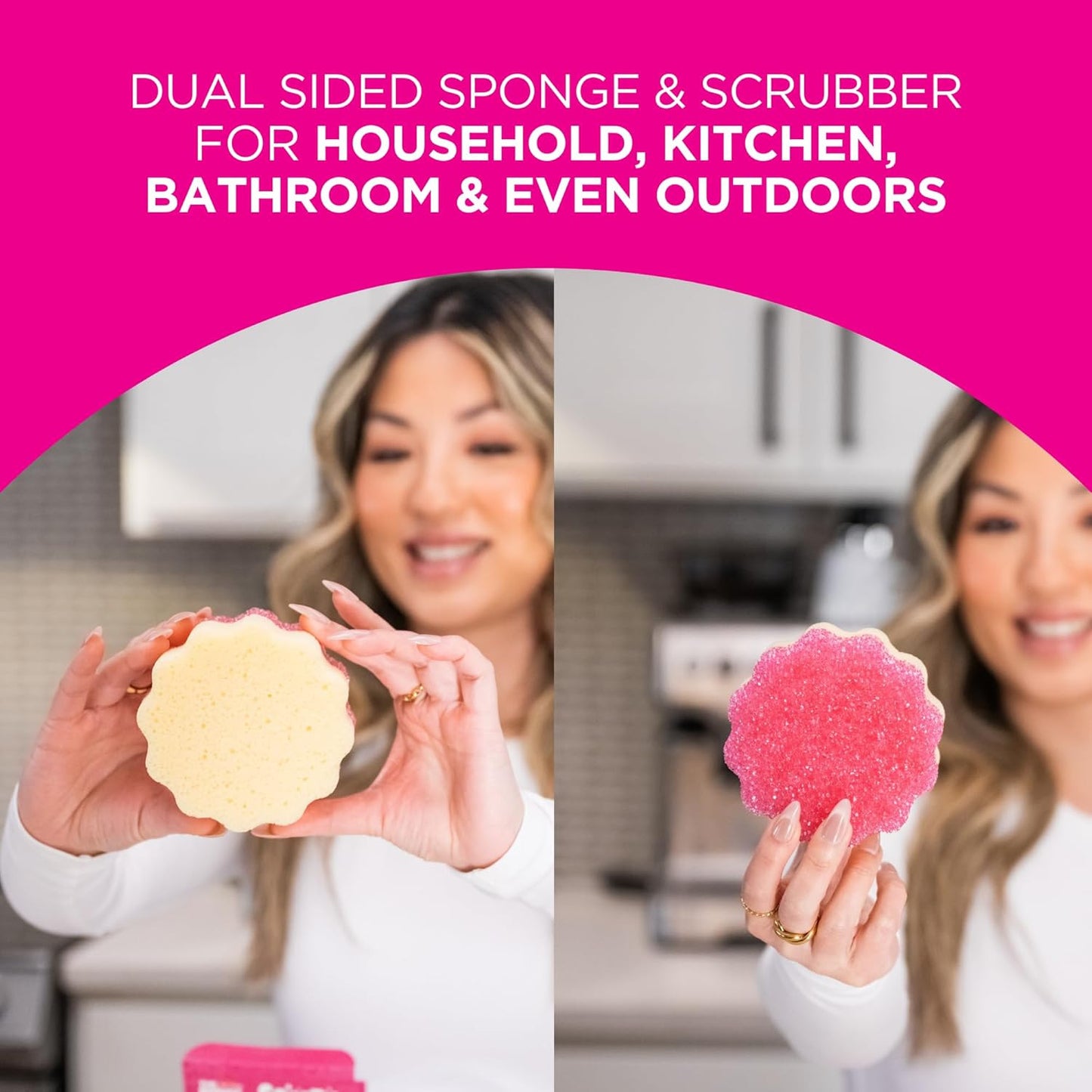 – the Pink Stuff – Sqeezy Miracle Dual Sided Scrubber Sponge, Scratch Free Solut