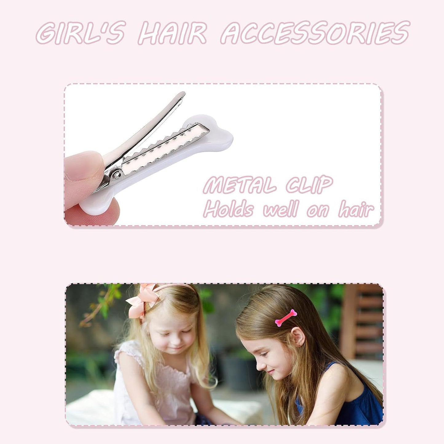 4Pcs Bone Hair Clip White Bones Hairpins for Women Girls Hair Accessories for Ha