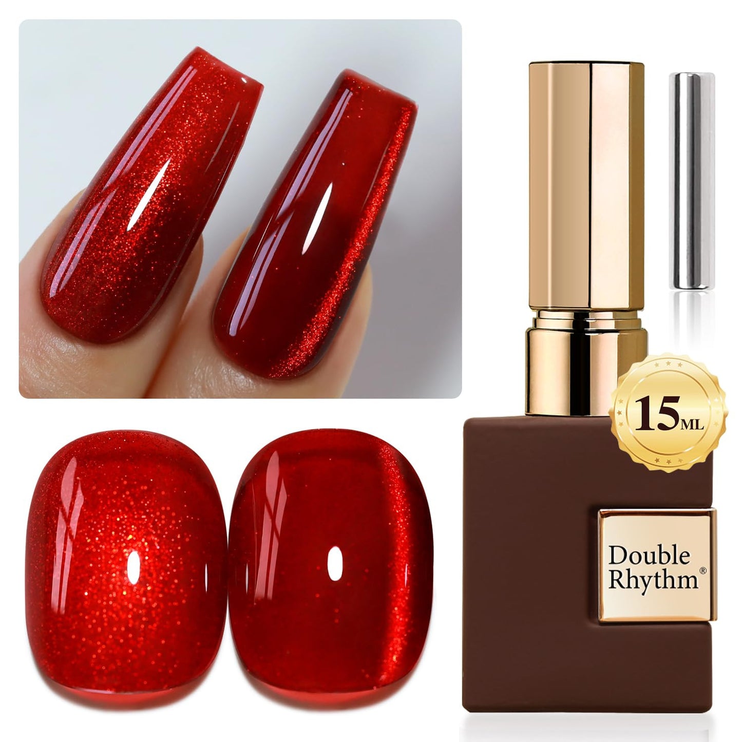 0.5 OZ Cat Eye Gel Polish with Magnet 15ML Holographic Glitter Shimmer Transluce