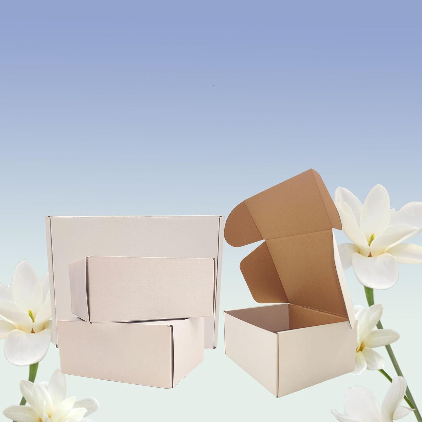 9X7X4 Inch Shipping Boxes Set of 25, White Corrugated Cardboard Box Mailer Boxes