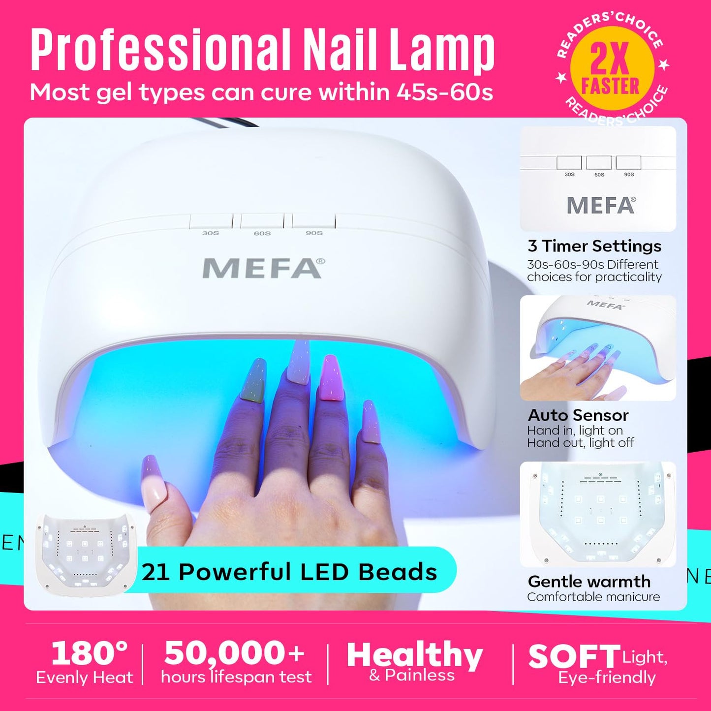 34 Pcs Gel Nail Polish Kit with U V Light 48W, 20 Colors All Seasons Collection