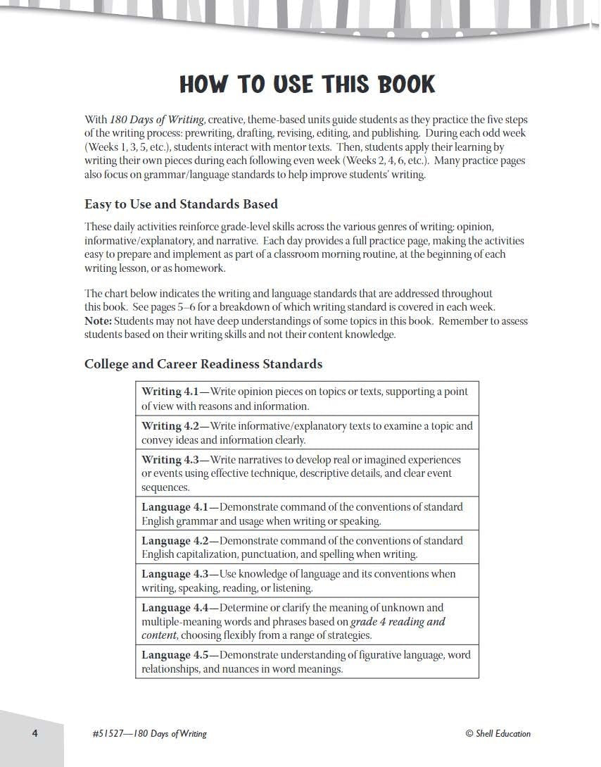 180 Days of Writing for Fourth Grade - an Easy-To-Use Fourth Grade Writing Workb