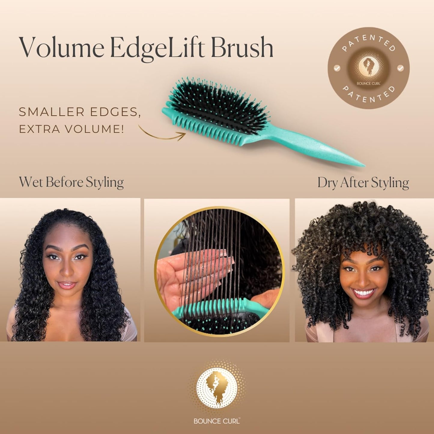 Volume Edgelift Brush, 5-In-1 Tool for Volumized Waves, Curls & Coils - Teal