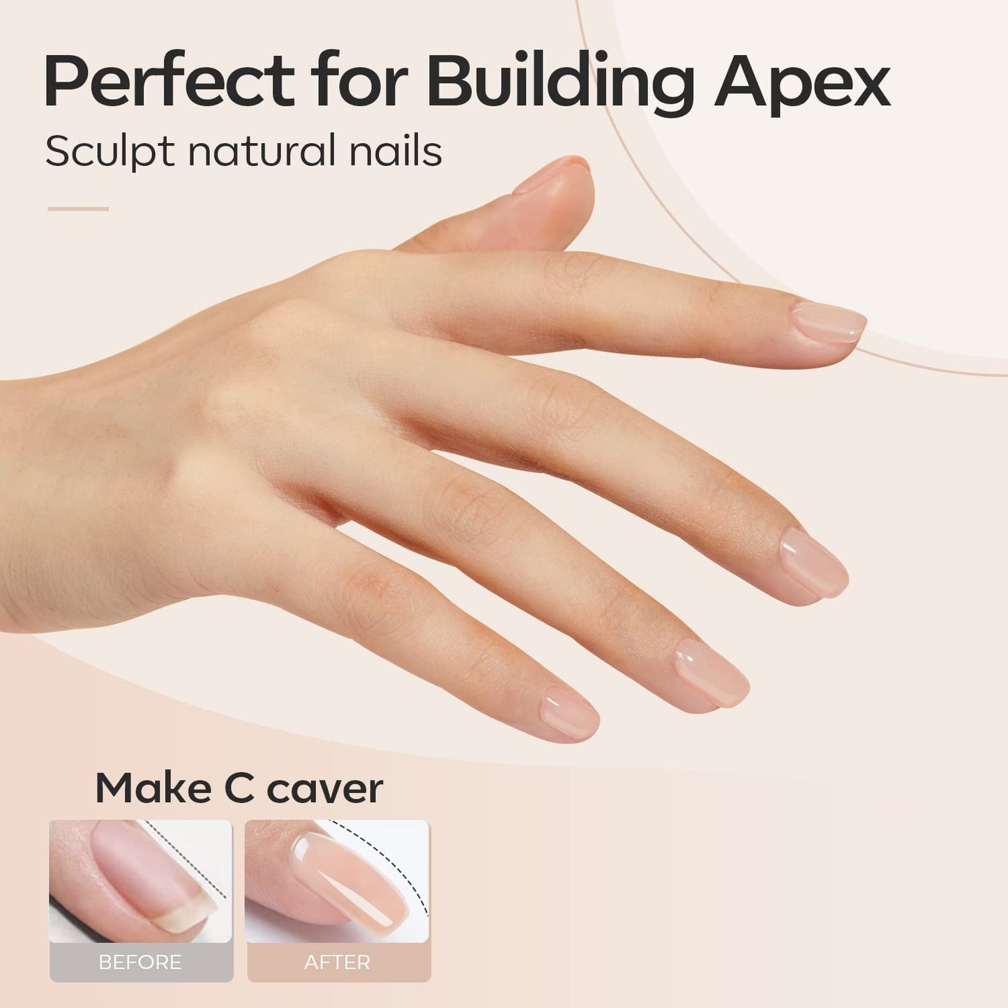8-In-One Builder Nail Gel, Neutral Nude Builder for Thickening, LED Lamp Cured H
