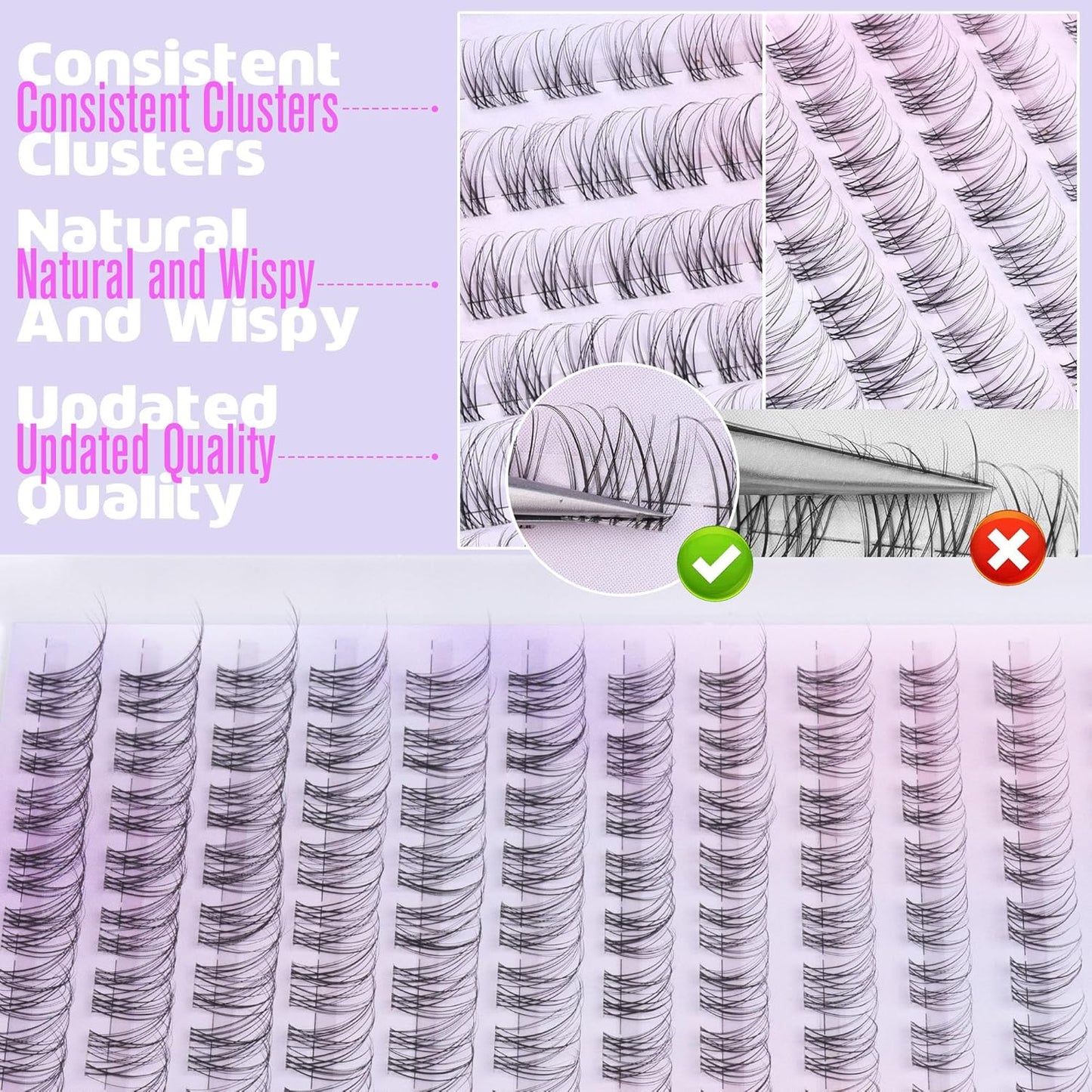 Wispy Lash Clusters Natural Eyelash Clusters Invisible Band Individual Lashes 8-