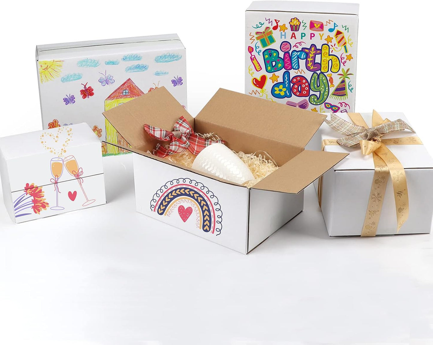 10X7X5 Inches Small White Shipping Boxes Set of 25, Sturdy Cardboard Boxes for S