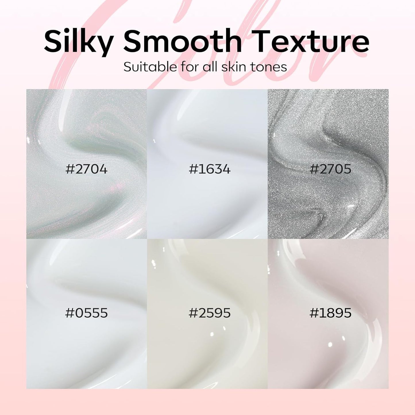 White Gel Nail Polish, 6 Colors Milky White Cat Eye Gel Polish Set with Magnet N