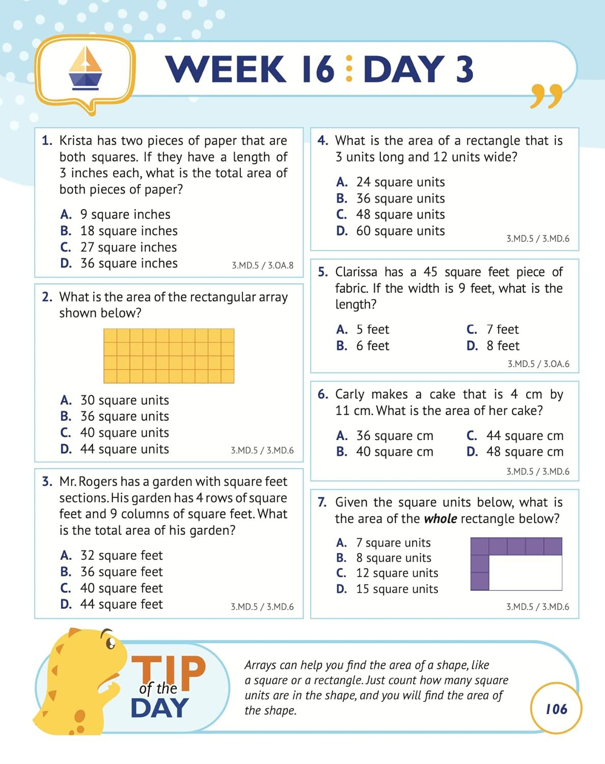 3Rd Grade Common Core Math: Daily Practice Workbook - Part I: Multiple Choice |