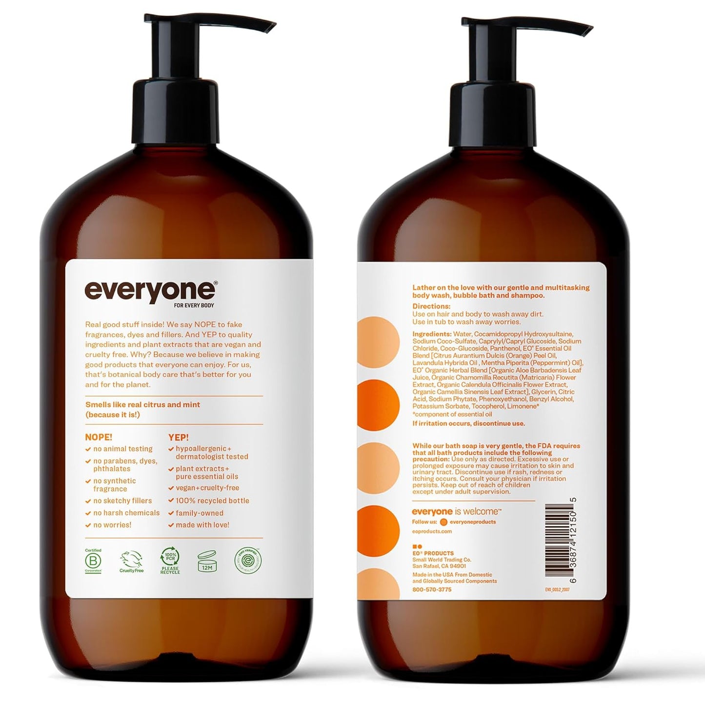 3-In-1 Soap, Body Wash, Bubble Bath, Shampoo, 32 Ounce (Pack of 2), Citrus and M