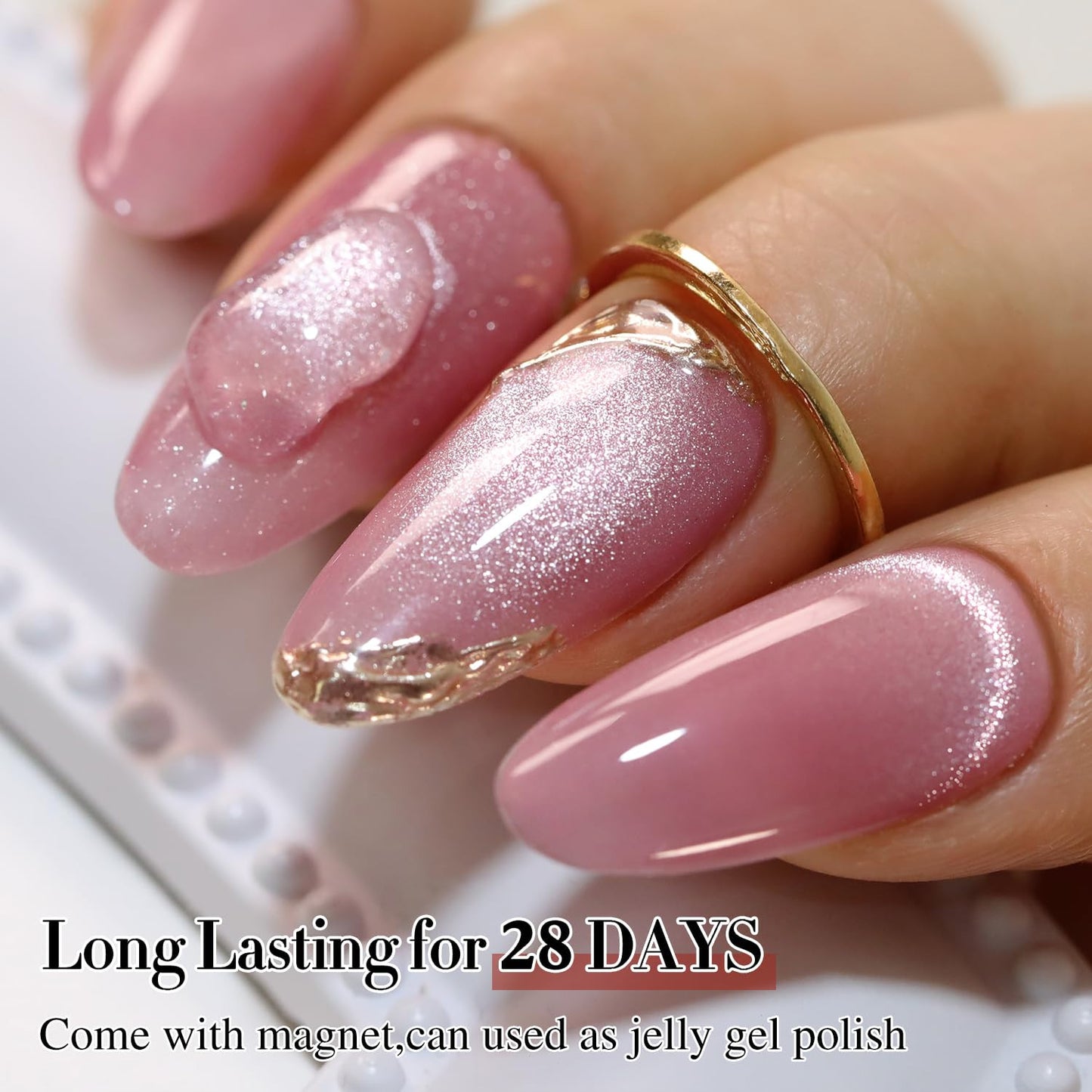 0.5 OZ Cat Eye Gel Polish with Magnet 15ML Holographic Glitter Shimmer Transluce